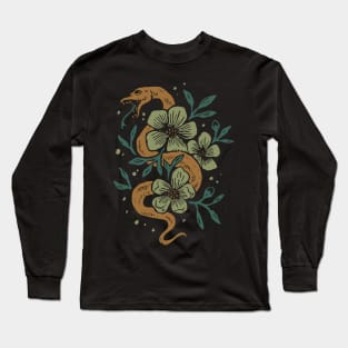 Abstract Mid Century Snake Flowers Long Sleeve T-Shirt